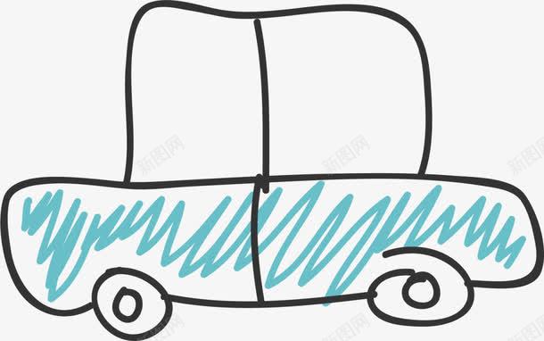 蓝色手绘线条小车png免抠素材_新图网 https://ixintu.com 6月1号 儿童节 六一节 涂鸦小车 玩耍 童趣 线条小车