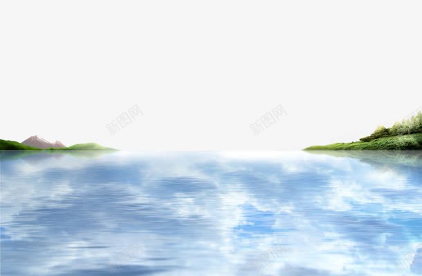 湖面天空的倒影png免抠素材_新图网 https://ixintu.com 天空的倒影 树林 水面 河流 湖 蓝色