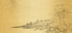黄色山水画黄色中国风山水画海报高清图片