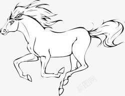 奔跑中骏马手绘动物奔跑的马图图标高清图片