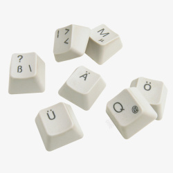 键盘与字母白色键帽高清图片