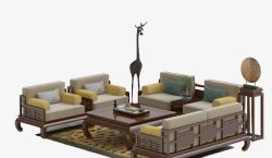 木质混搭组合沙发3D模型高清图片