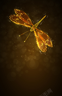 荧光蜻蜓昆虫商务画册背景矢量图背景