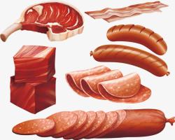 合格产品香肠和腊肉矢量图高清图片