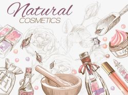 清新水彩手绘化妆品素材