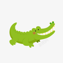 扁平化鳄鱼卡通绿色的鳄鱼动物矢量图高清图片