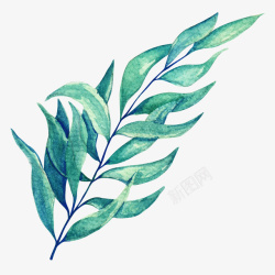 清新森林手绘水彩绿色树叶高清图片