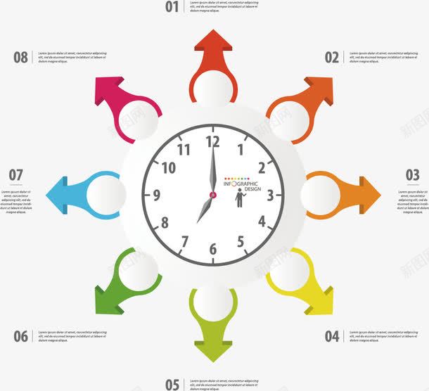 创意钟表png免抠素材_新图网 https://ixintu.com 创意 广告设计 序号 数字 时钟 箭头 钟表