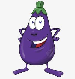 卡通精美水果免费下载紫色新鲜食物生鲜茄子卡通高清图片
