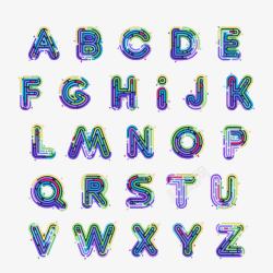 彩色霓虹灯管字母字体素材