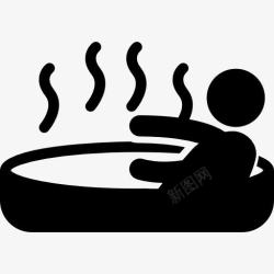春意暖人人享受按摩浴缸的热水浴图标高清图片