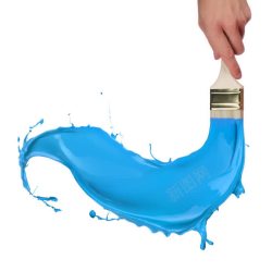 蓝色油漆刷油漆刷与蓝色颜料高清图片