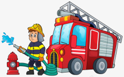 危险的火焰救火的消防员高清图片