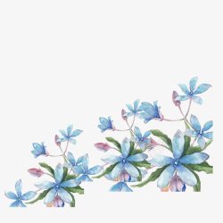 清新手绘小花盆蓝色鲜花高清图片