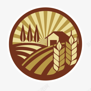 农业稻田大麦圆形logo矢量图图标图标