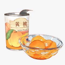 黄桃味水果罐头手绘画片高清图片
