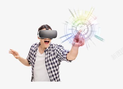 体验虚拟世界的男子png免抠素材_新图网 https://ixintu.com VR 点击 视觉