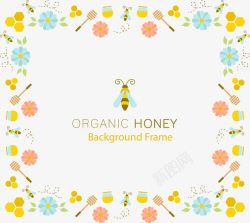 蜂蜜边框手绘蜜蜂花朵装饰边框高清图片