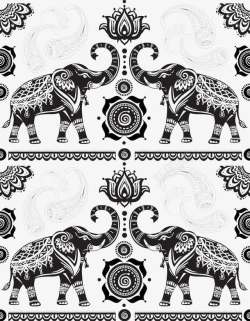 印度大象印度大象花纹背景高清图片