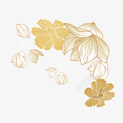 金色花朵装饰矢量图素材