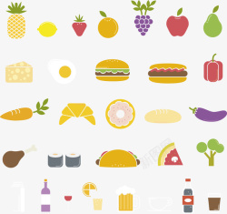 迷拟热狗汉堡图标30款美味食物图标矢量图高清图片