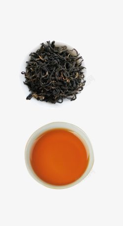 有机茶茶叶与茶汤高清图片