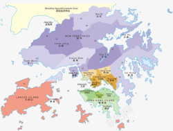 彩色城市轮廓线手绘香港特别行政区地图矢量图高清图片