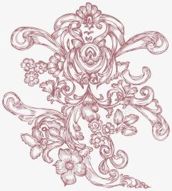 单色花纹欧式手绘素描线条花纹高清图片