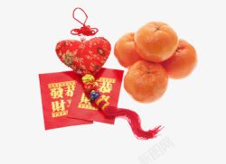 绾壊姗桦瓙绯橘子红包和心形挂件高清图片