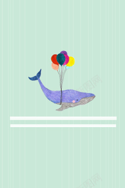 蓝色彩色海豚插画平面广告背景