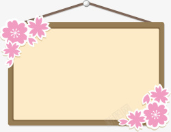 咖啡木牌春季粉色花朵木牌高清图片
