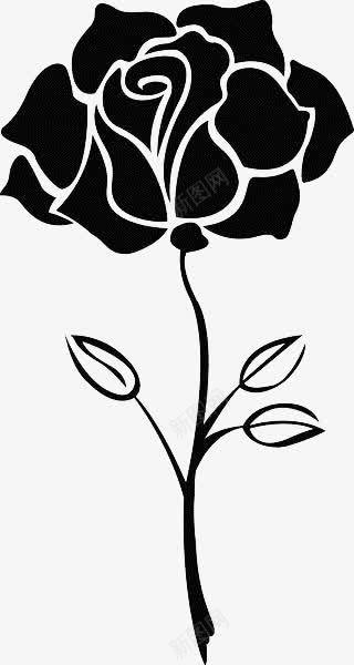 黑色手绘花卉剪影图标png_新图网 https://ixintu.com 植物 线描花矢量图 线条手绘 花卉 花卉剪影 花叶剪影背景图 黑色手绘