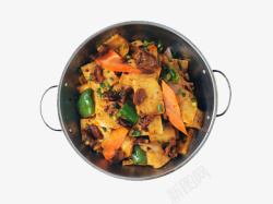 锅里的食物炒菜豆腐素材