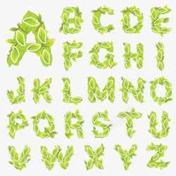 树叶组合成的英文字母表素材