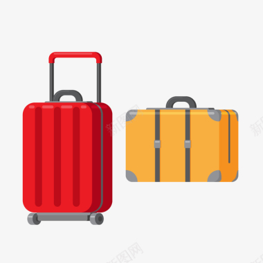 红色旅行箱旅游主题元素矢量图图标图标