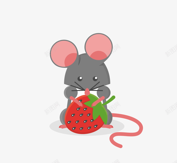 手绘吃草莓的小老鼠png免抠素材_新图网 https://ixintu.com 动漫动画 动物 卡通手绘 水果 老鼠 老鼠生日 草莓 装饰图 食物