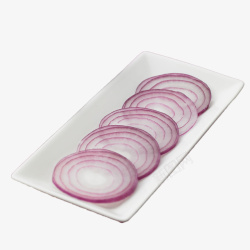 瓷碟一盘紫色切片洋葱高清图片