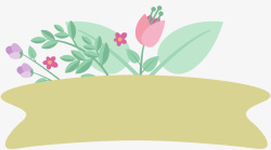 春季丝带与鲜花标签小清新鲜花促销标签矢量图高清图片