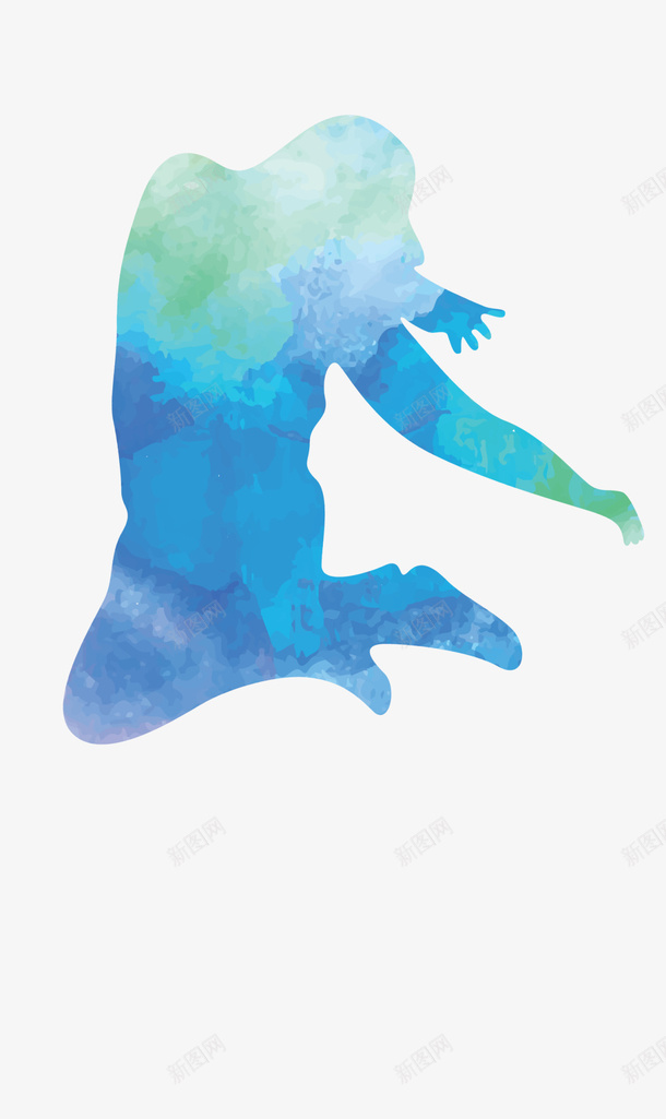 蓝色水彩跳舞女孩png免抠素材_新图网 https://ixintu.com 水彩人物 渐变小人 舞蹈 艺术 蓝色女孩 装饰图案 跳舞女孩