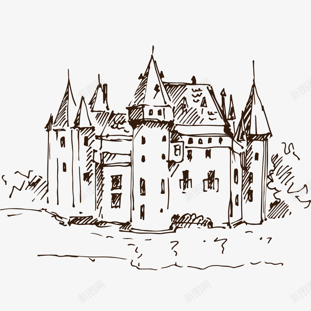 手绘素描欧式中世纪城堡建筑png免抠素材_新图网 https://ixintu.com 中世纪 古典建筑 古堡素描 城堡建筑 建筑物 手绘 欧式 素描