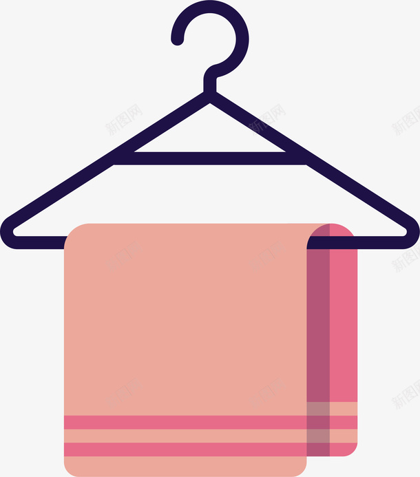 卡通毛巾png免抠素材_新图网 https://ixintu.com 卡通装饰 扁平化 矢量图案 粉色毛巾 衣架 设计图