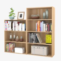 矢量简易书柜儿童实木简易书柜书架高清图片