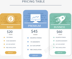 价格方案表商务网站会员套餐矢量图高清图片