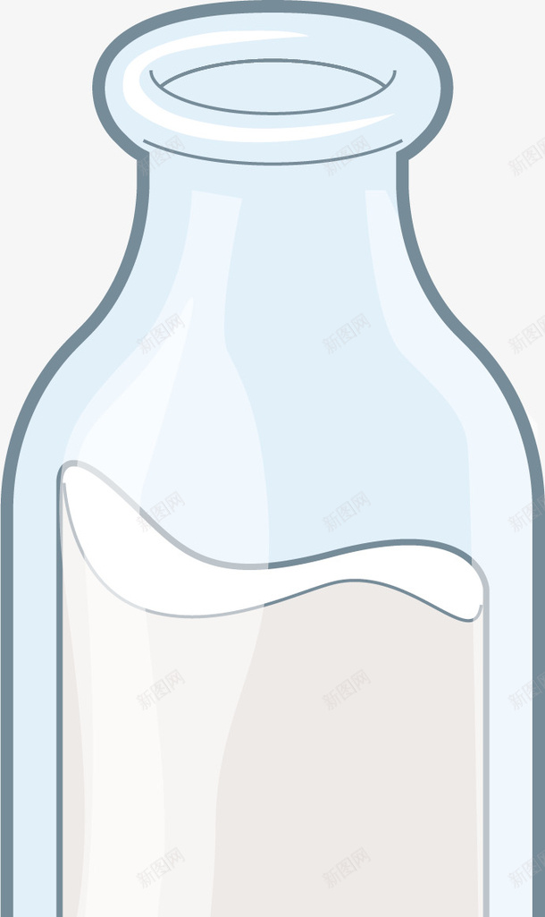透明色牛奶瓶矢量图ai免抠素材_新图网 https://ixintu.com 几何形状 卡通手绘 牛奶瓶 玻璃瓶 透明 矢量图