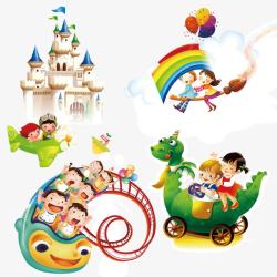城堡彩虹儿童节儿童游乐园高清图片