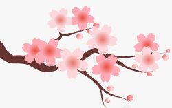 卡通手绘春天桃花装饰矢量图素材