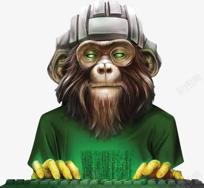 鼠绘程序猿png免抠素材_新图网 https://ixintu.com 猴子 程序员 程序猿 绿色 鼠绘