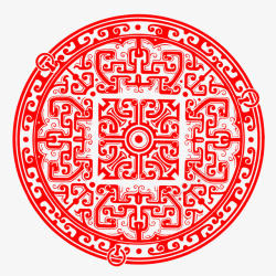 汉代红色圆形复杂汉代花纹高清图片