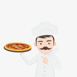 手握披萨厨师高清图片