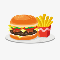 商务套餐菜单汉堡和薯条矢量图高清图片